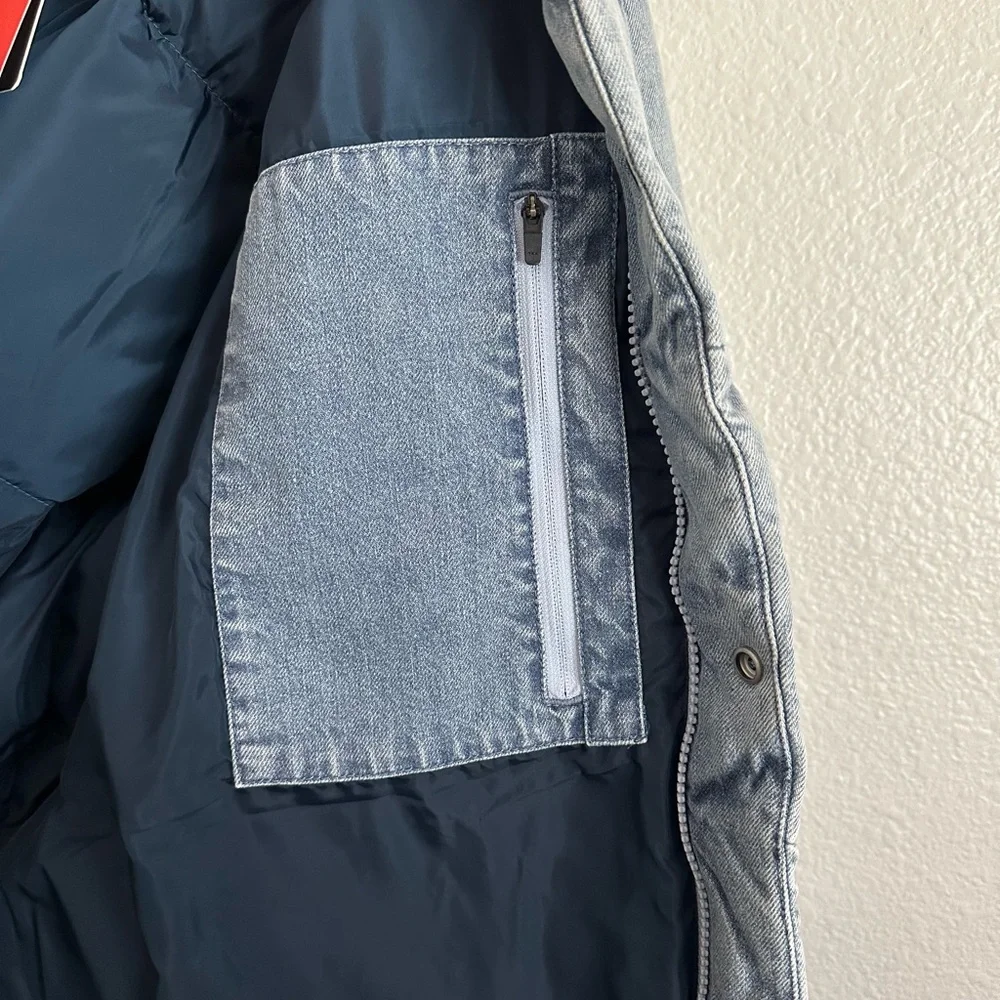 Levi’s Western Puffer Down Denim Jacket Oversized Sherpa Country Men Size Large